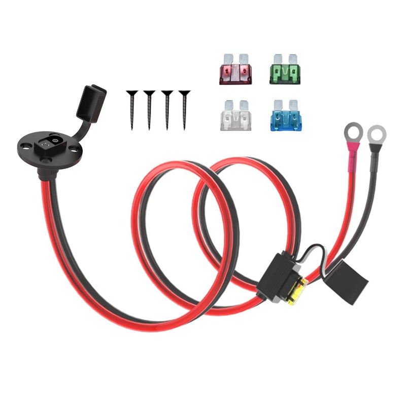 ELFCULB 3.3FT 10AWG SAE Power Socket Sidewall Port to O Ring Connecters Extension Cord Cable with 10A 15A 20A 25A 30A Fuse Compatible with Solar Generator Battery Charger,for Solar Accessories - Image 1